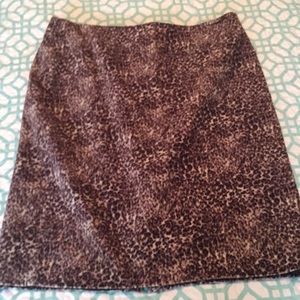 Talbots leopard velour/velvet feel skirt